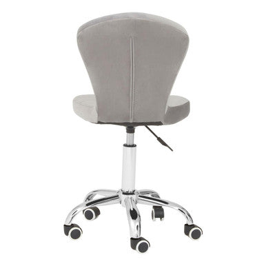 Orsina Fayth Grey Velvet Buttoned Home Office Swivel Desk Chair