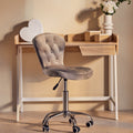 Orsina Fayth Grey Velvet Buttoned Home Office Swivel Desk Chair