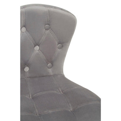 Orsina Fayth Grey Velvet Buttoned Home Office Swivel Desk Chair