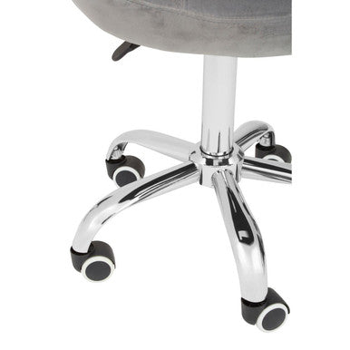 Orsina Fayth Grey Velvet Buttoned Home Office Swivel Desk Chair