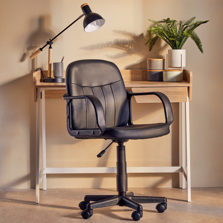 Orsina Flint Black PU Leather Swivel Home Office Desk Chair