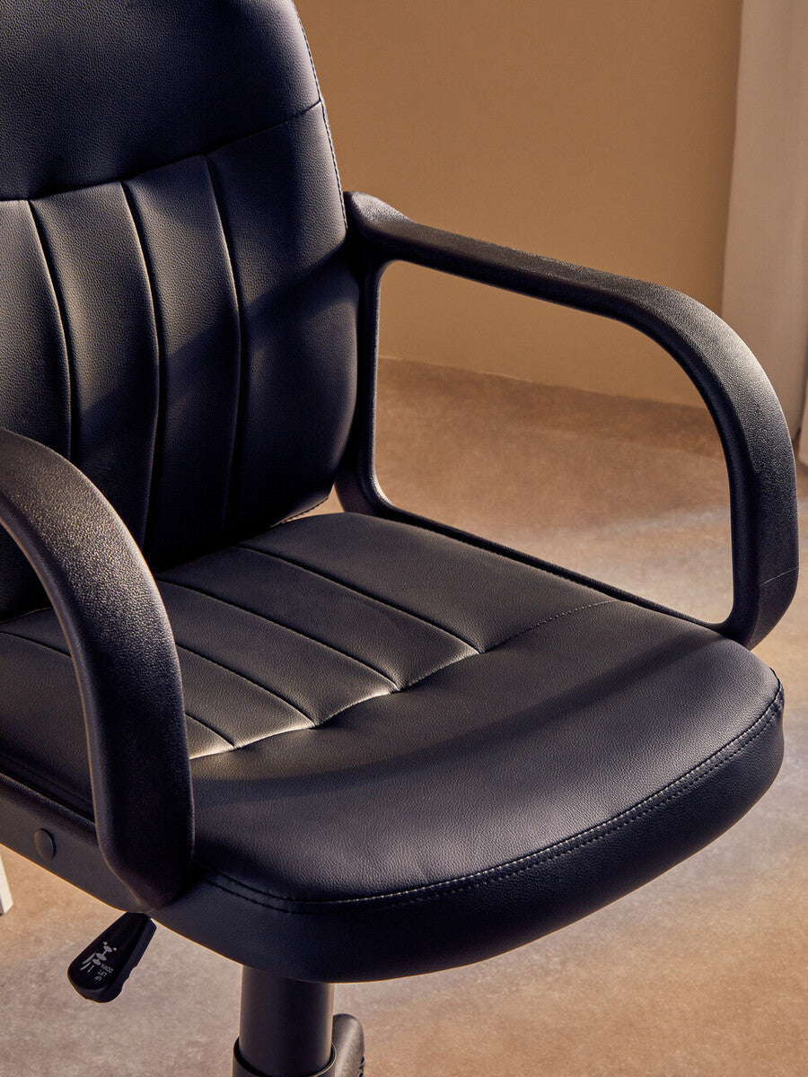 Orsina Flint Black PU Leather Swivel Home Office Desk Chair