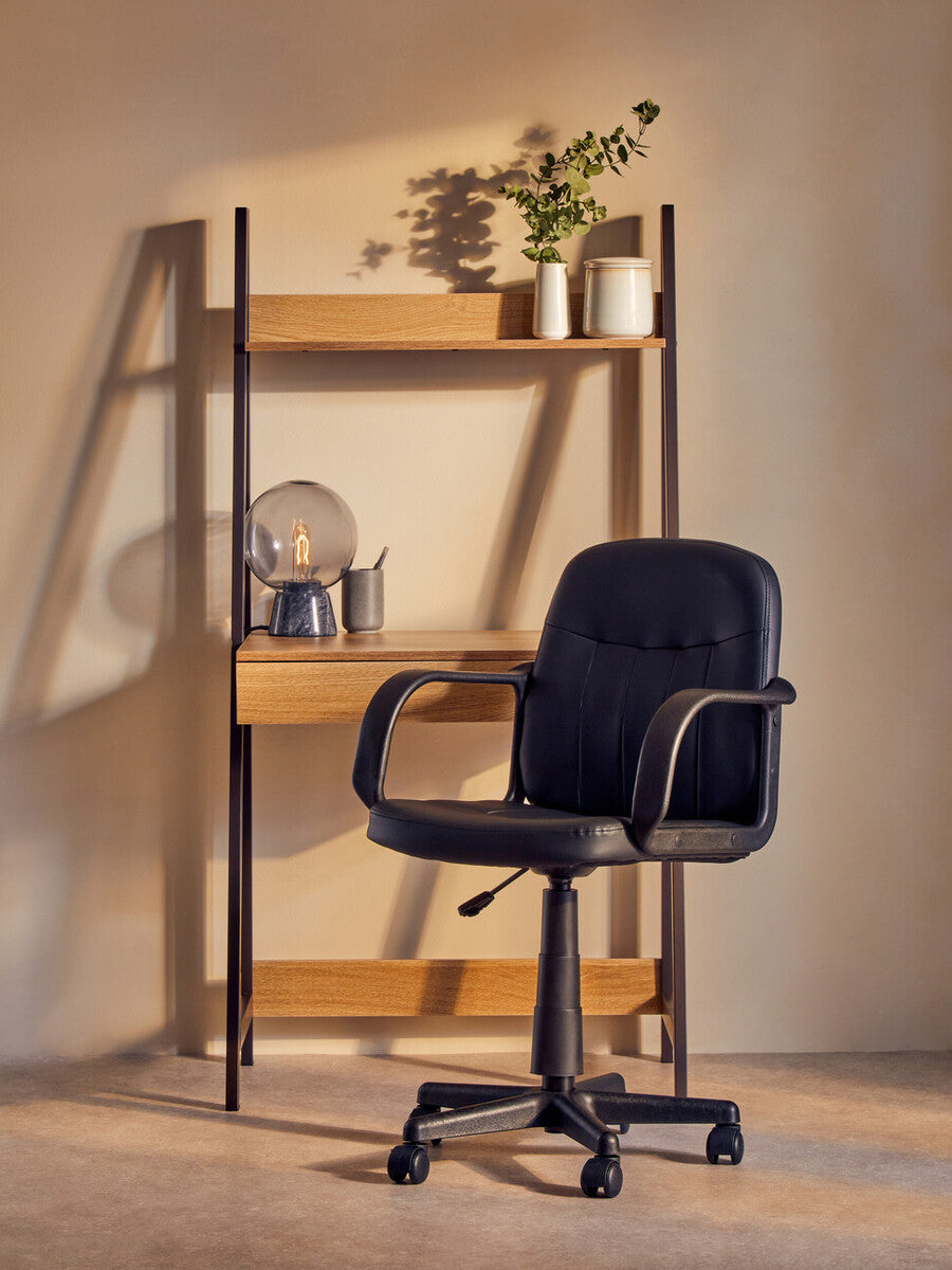 Orsina Flint Black PU Leather Swivel Home Office Desk Chair