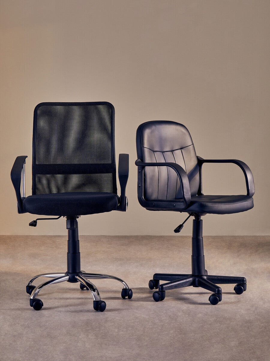 Orsina Flint Black PU Leather Swivel Home Office Desk Chair