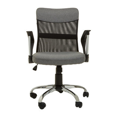 Orsina Fenix Grey Home Office Chair – Modern Swivel Desk Chair with Chrome Arms