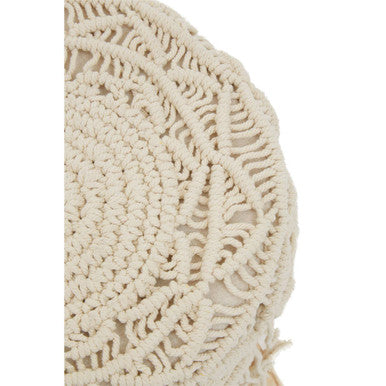 Orsina West Village Woven Accent Stool – Natural Wood and Cotton