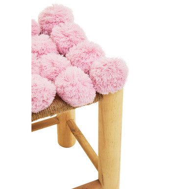 Orsina West Village Pink Pom-Pom Stool – Wooden Leg Accent Footrest