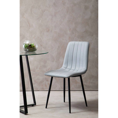 Orsina Tiana Dining Chairs – Set of 4 Light Grey Leather Effect