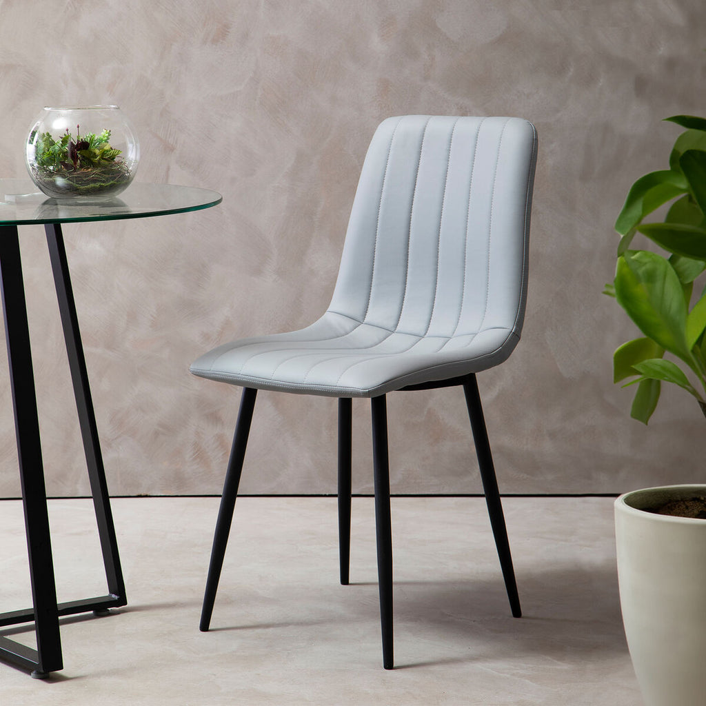 Orsina Tiana Dining Chairs – Set of 4 Light Grey Leather Effect
