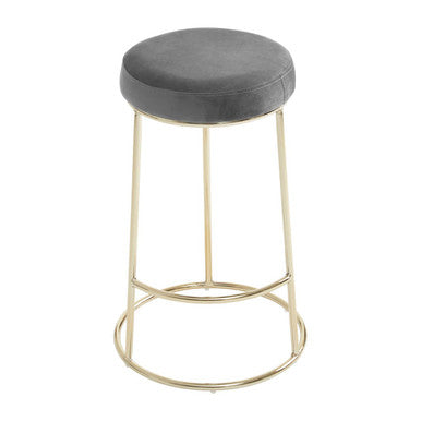 Orsina Manhattan Grey Velvet Bar Stool with Gold Frame | Kitchen Seating