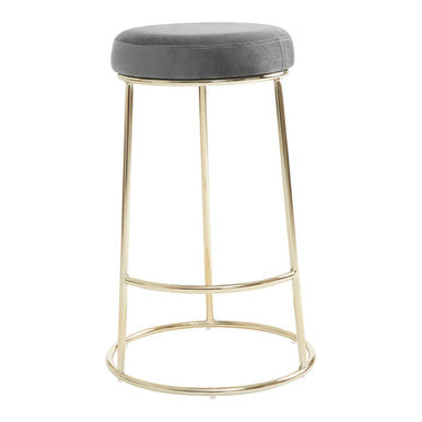 Orsina Manhattan Grey Velvet Bar Stool with Gold Frame | Kitchen Seating
