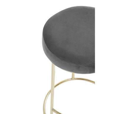 Orsina Manhattan Grey Velvet Bar Stool with Gold Frame | Kitchen Seating