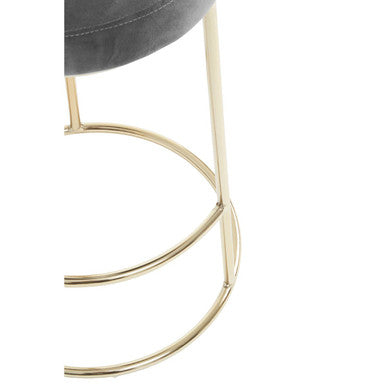 Orsina Manhattan Grey Velvet Bar Stool with Gold Frame | Kitchen Seating