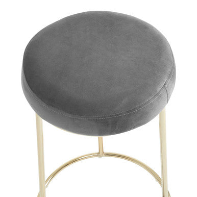 Orsina Manhattan Grey Velvet Bar Stool with Gold Frame | Kitchen Seating