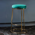 Orsina Manhattan Green Velvet Bar Stool – Backless with Gold Base