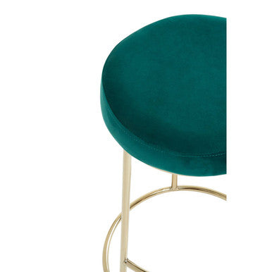 Orsina Manhattan Green Velvet Bar Stool – Backless with Gold Base