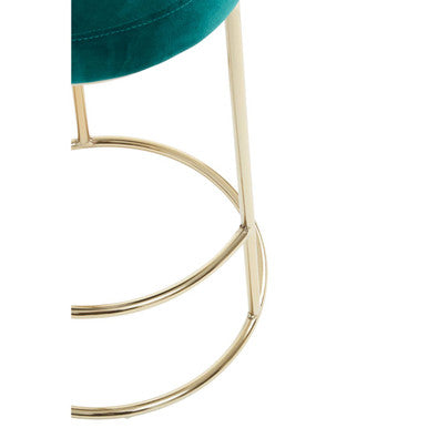 Orsina Manhattan Green Velvet Bar Stool – Backless with Gold Base