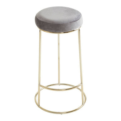 Orsina Manhattan Grey Velvet Bar Stool – Tall Gold Frame Kitchen Seating