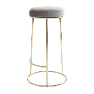 Orsina Manhattan Grey Velvet Bar Stool – Tall Gold Frame Kitchen Seating