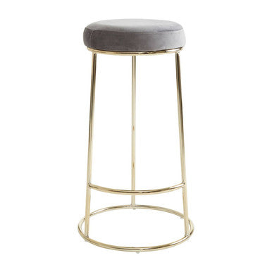 Orsina Manhattan Grey Velvet Bar Stool – Tall Gold Frame Kitchen Seating
