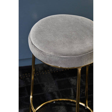 Orsina Manhattan Grey Velvet Bar Stool – Tall Gold Frame Kitchen Seating