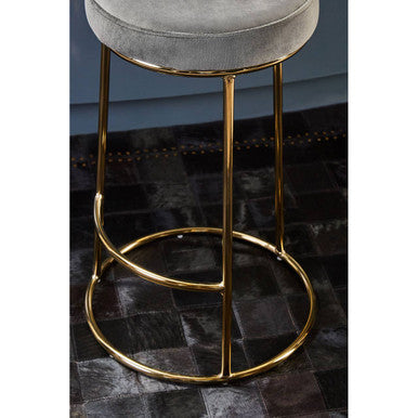 Orsina Manhattan Grey Velvet Bar Stool – Tall Gold Frame Kitchen Seating