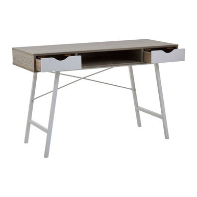 Orsina Bradbury Light Oak Veneer Desk – Two Drawer Modern Workspace