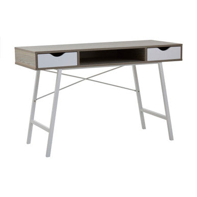 Orsina Bradbury Light Oak Veneer Desk – Two Drawer Modern Workspace