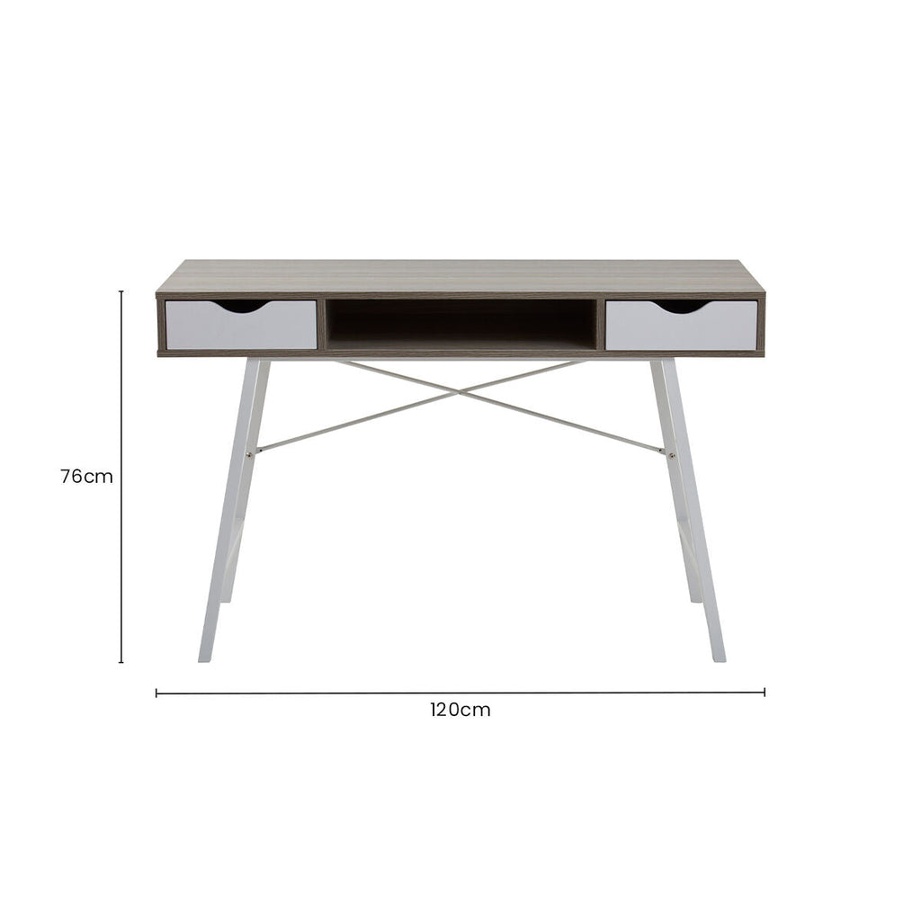 Orsina Bradbury Light Oak Veneer Desk – Two Drawer Modern Workspace