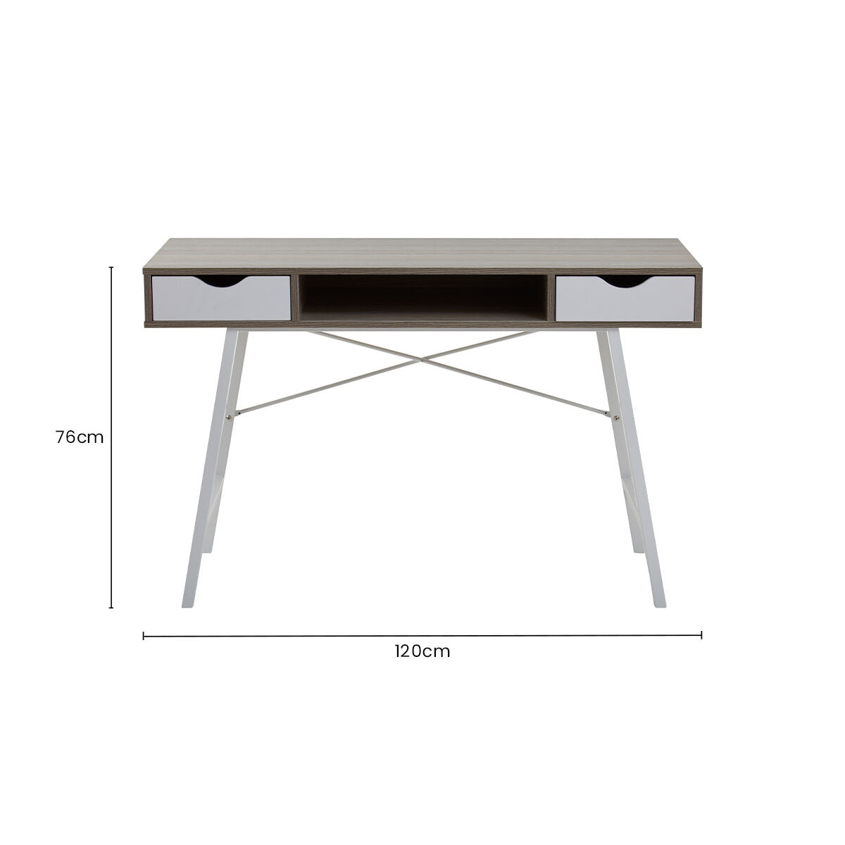 Orsina Bradbury Light Oak Veneer Desk – Two Drawer Modern Workspace