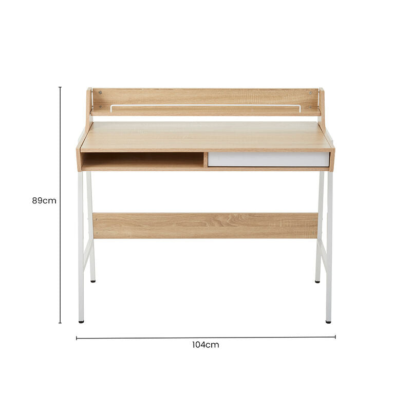 Orsina Bradbury Natural Oak Veneer Desk – Modern Minimalist Writing Desk