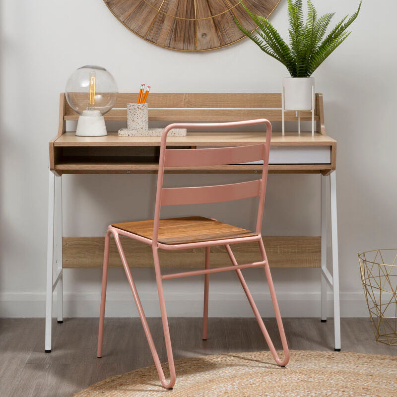 Orsina Bradbury Natural Oak Veneer Desk – Modern Minimalist Writing Desk