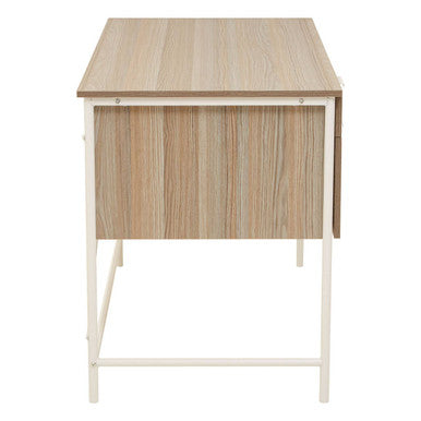 Orsina Bradbury Light Oak Veneer Desk with 2 Drawers – Off-White Frame