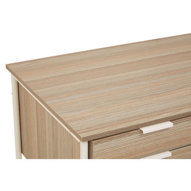 Orsina Bradbury Light Oak Veneer Desk with 2 Drawers – Off-White Frame