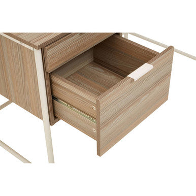 Orsina Bradbury Light Oak Veneer Desk with 2 Drawers – Off-White Frame
