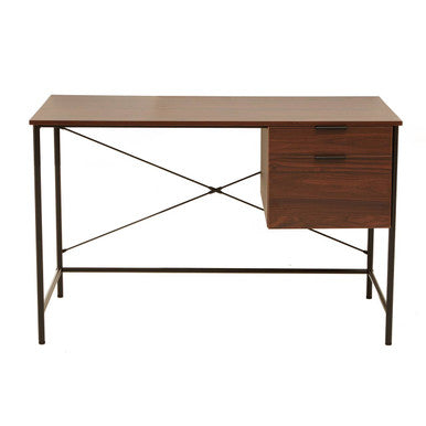 Orsina Bradbury Dark Walnut Veneer Writing Desk with 2 Drawers