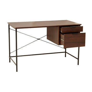 Orsina Bradbury Dark Walnut Veneer Writing Desk with 2 Drawers