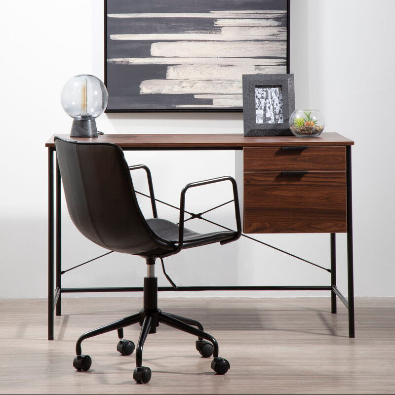 Orsina Bradbury Dark Walnut Veneer Writing Desk with 2 Drawers