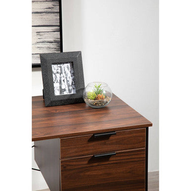 Orsina Bradbury Dark Walnut Veneer Writing Desk with 2 Drawers