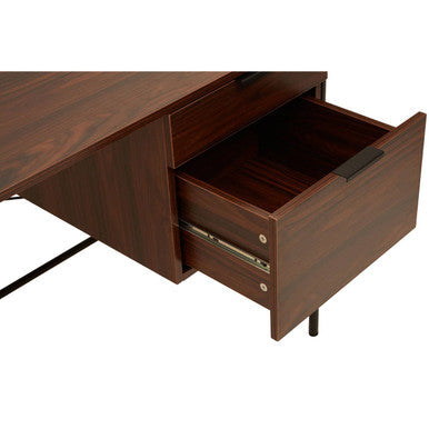 Orsina Bradbury Dark Walnut Veneer Writing Desk with 2 Drawers