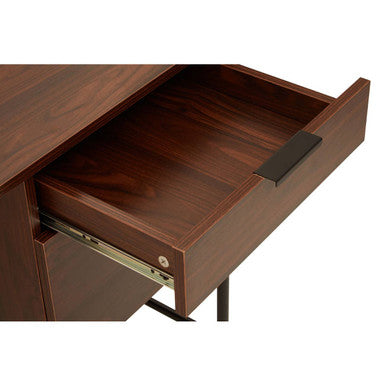 Orsina Bradbury Dark Walnut Veneer Writing Desk with 2 Drawers