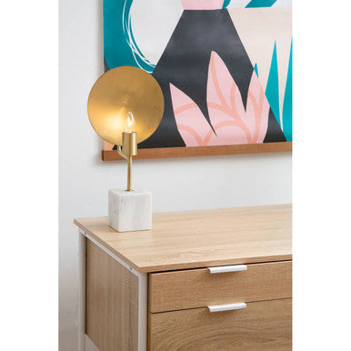 Orsina Bradbury Natural Oak Veneer Desk with 2 Drawers – Off-White