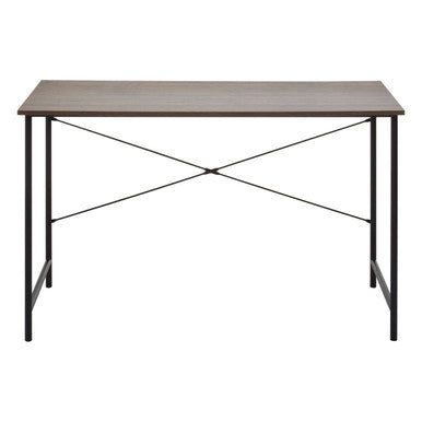 Orsina Bradbury Dark Oak Veneer Writing Desk – Industrial Metal Frame