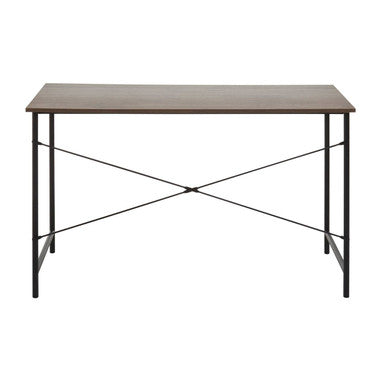 Orsina Bradbury Dark Oak Veneer Writing Desk – Industrial Metal Frame