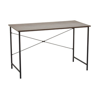 Orsina Bradbury Dark Oak Veneer Writing Desk – Industrial Metal Frame