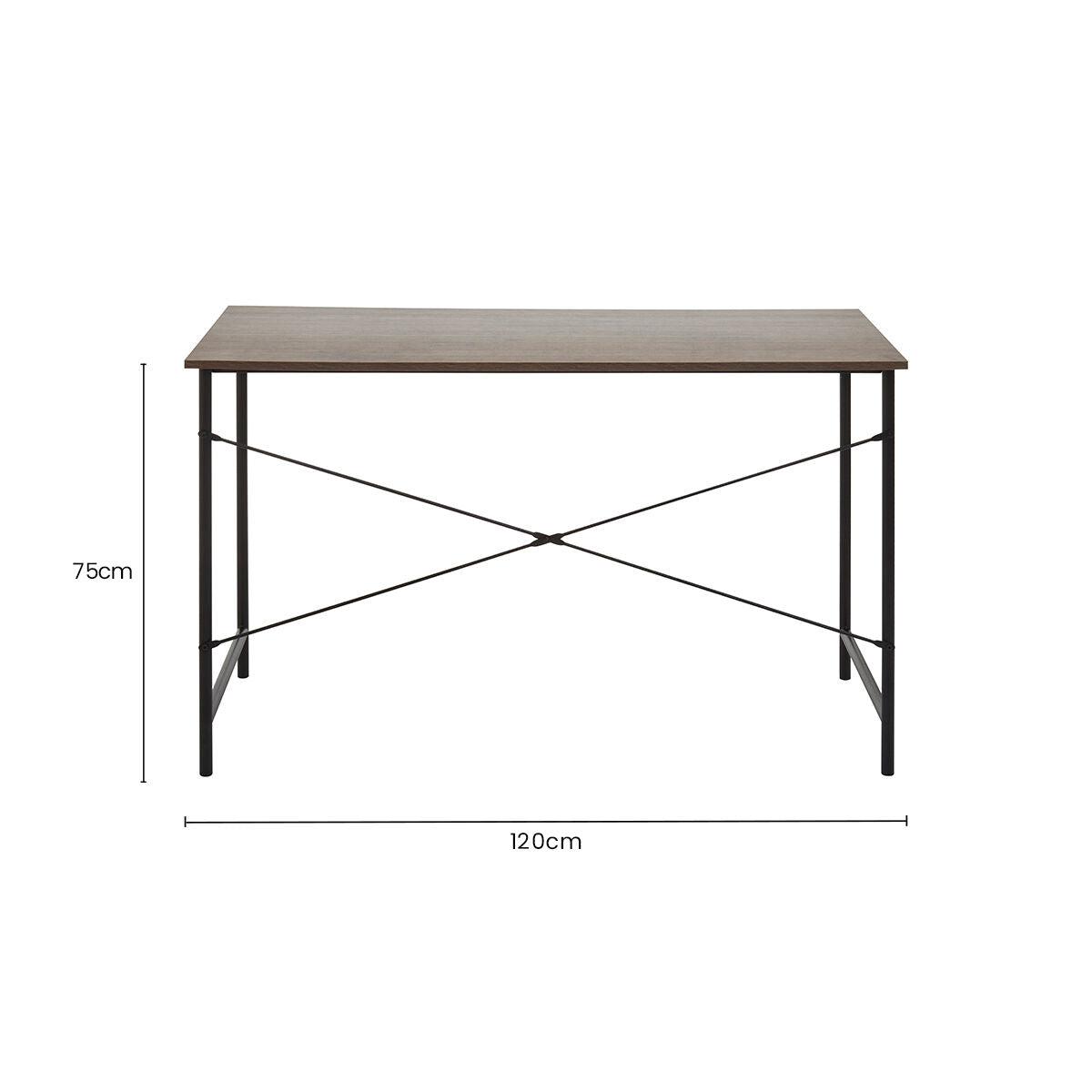 Orsina Bradbury Dark Oak Veneer Writing Desk – Industrial Metal Frame