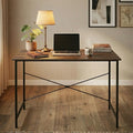 Orsina Bradbury Dark Oak Veneer Writing Desk – Industrial Metal Frame