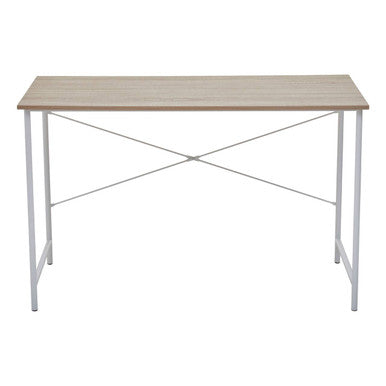 Orsina Bradbury Natural Oak Top Desk – Modern White Metal Frame