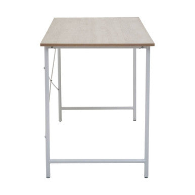 Orsina Bradbury Natural Oak Top Desk – Modern White Metal Frame