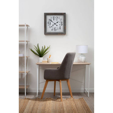 Orsina Bradbury Natural Oak Top Desk – Modern White Metal Frame